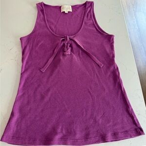 Sézane Pink and Purple Tie Front Sleeveless Tank Top